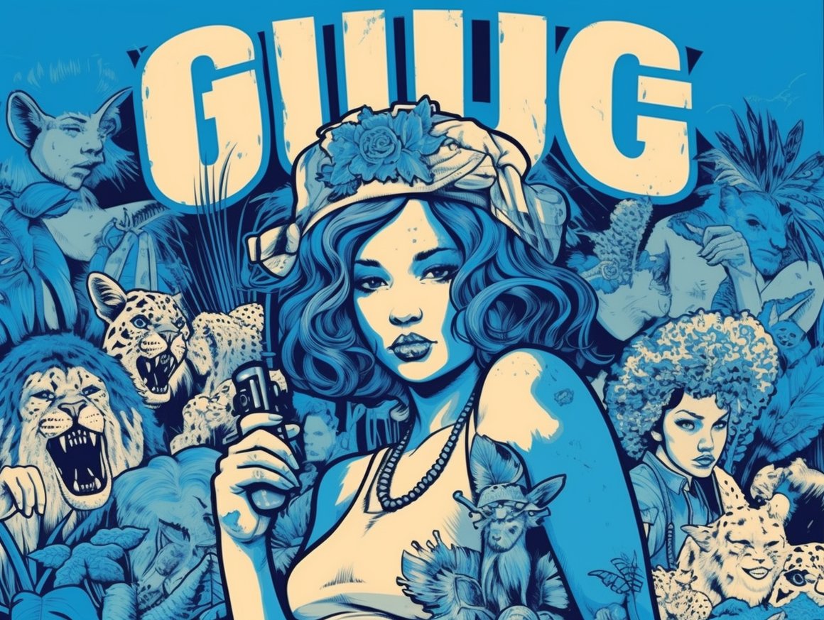 Hawaiian Wild Club Retro Cartoon Poster Mid-Journey Design