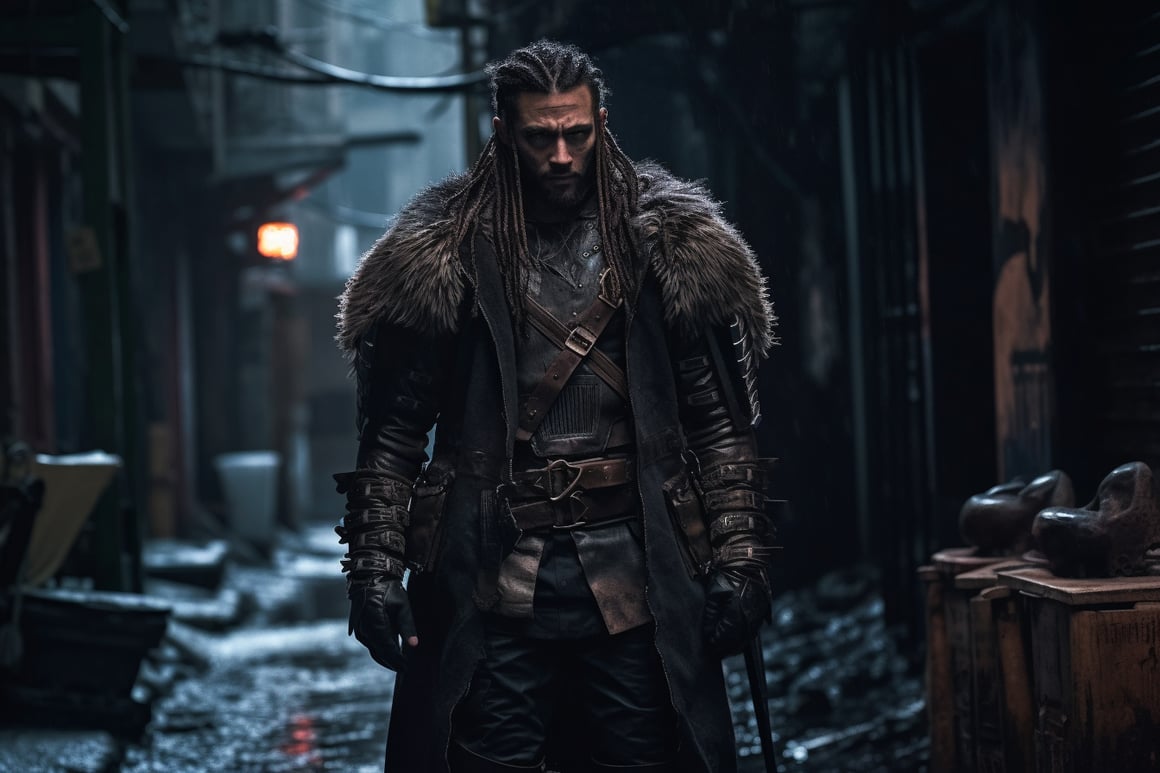 Neo-Viking Ronin: An Apocalyptic Cyberpunk Encounter