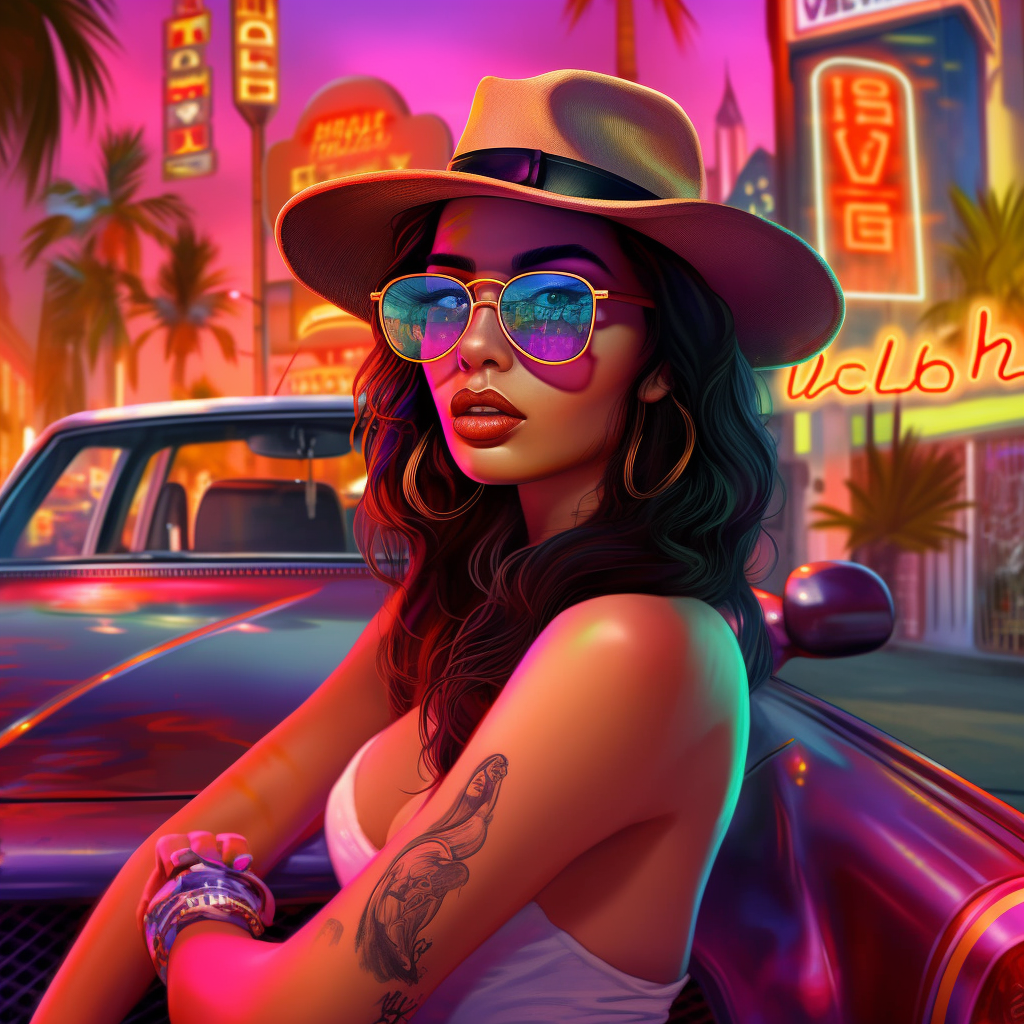 Neon Goddess: A Mid-Journey Through Futuristic Miami
