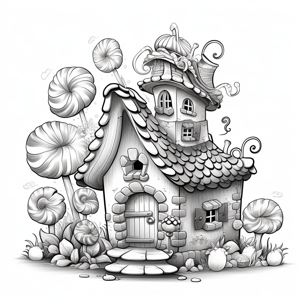 Sugarland Fairy House Coloring Page - Mid Journey
