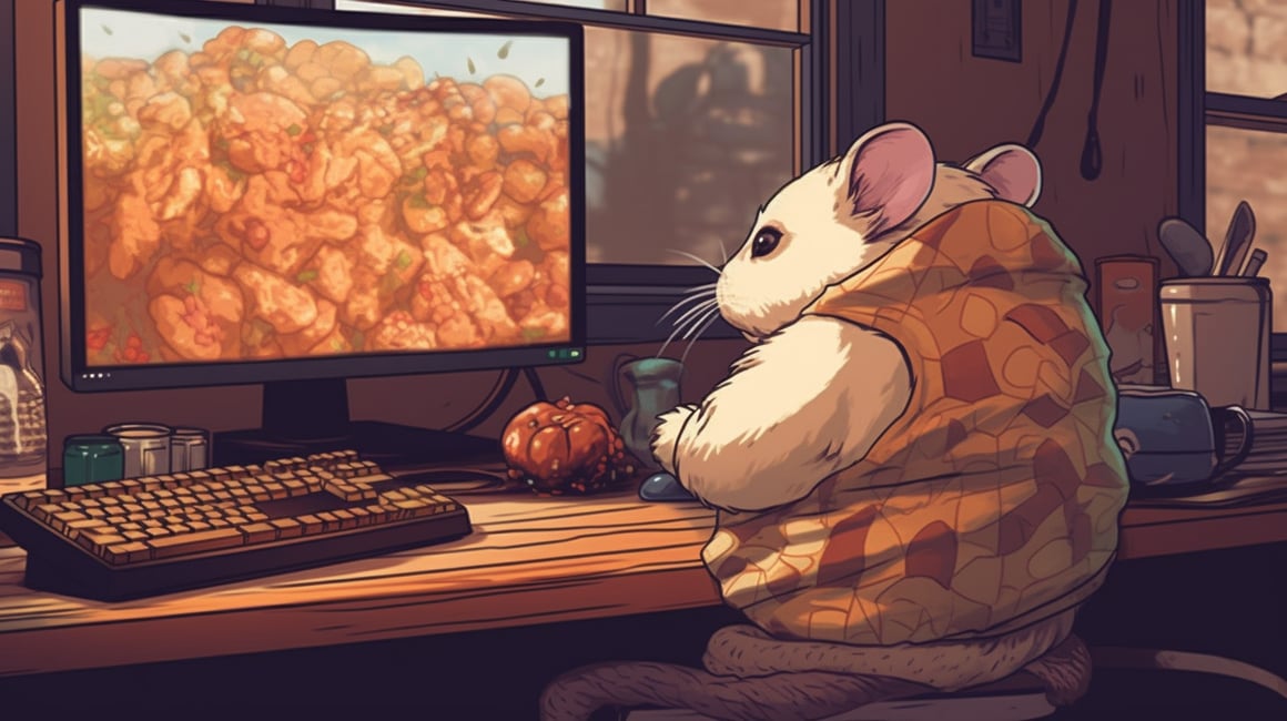 Hamster Gamer in Action: A Mid-Journey Drawing Prompt