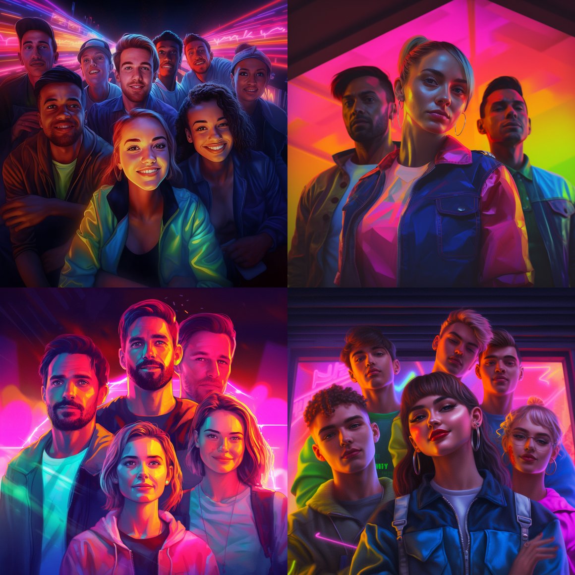 Neon Nights: A Photorealistic Group Portrait in HD