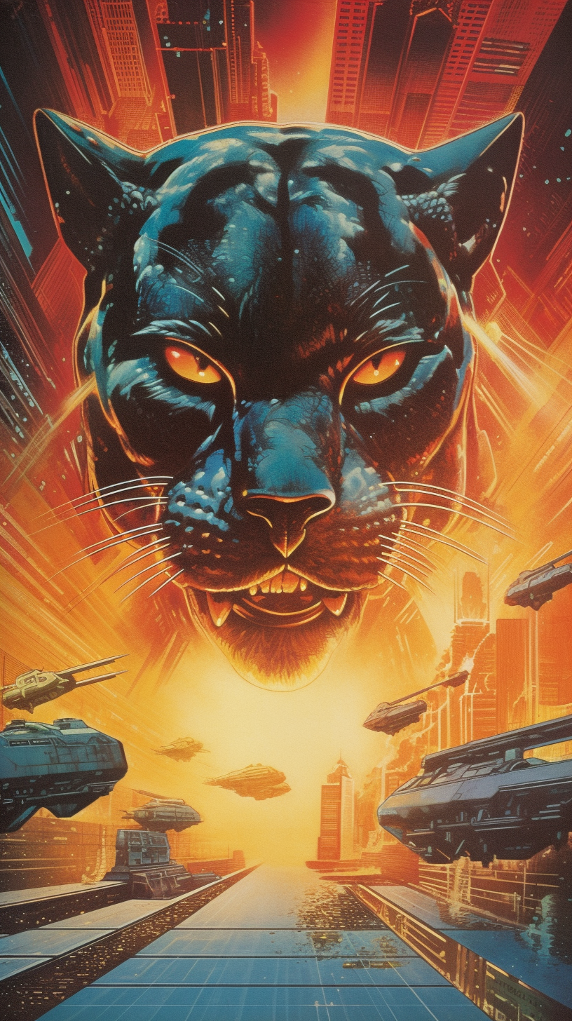 Retro Sci-Fi Cyber Panther Chaos: A Mid-Journey Rush
