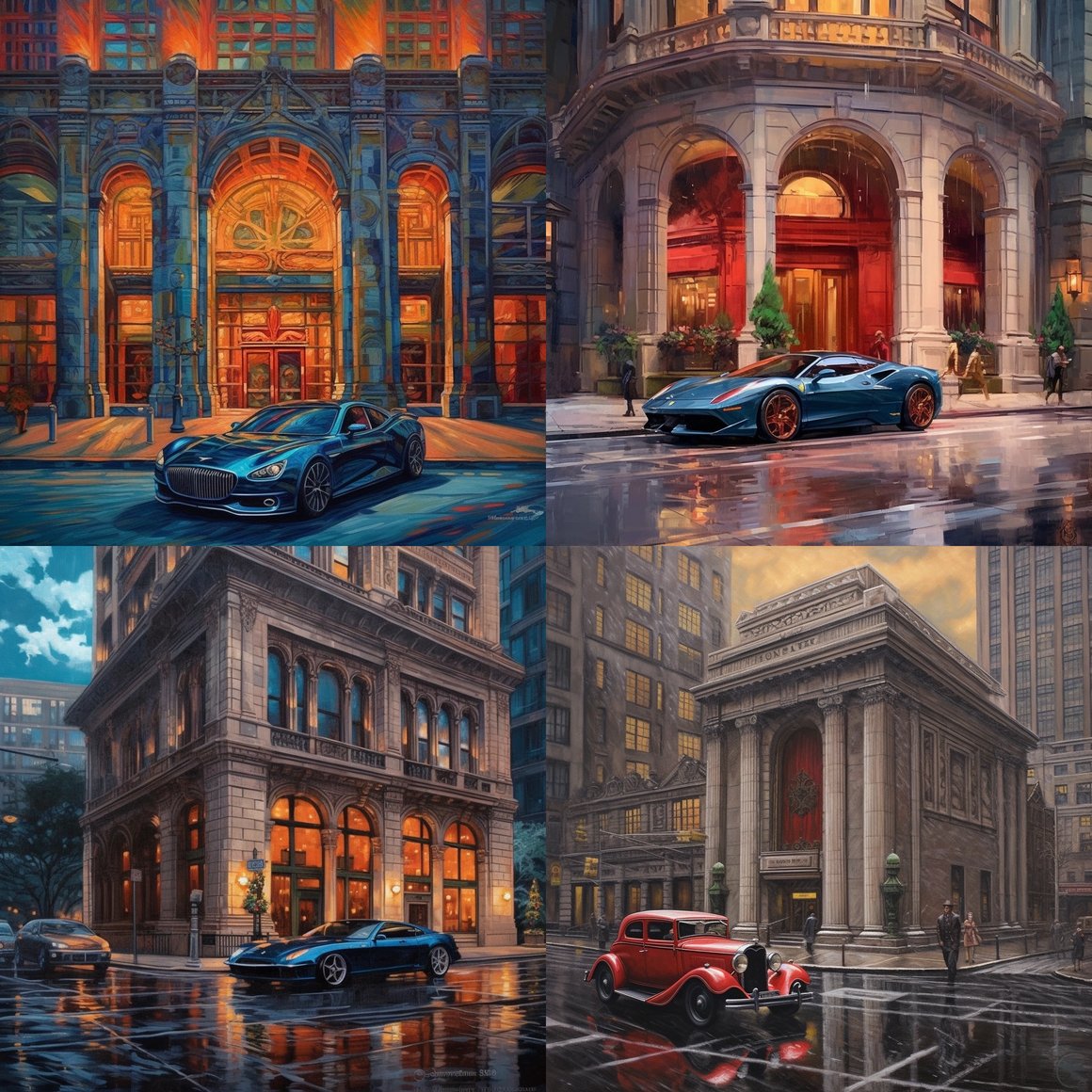 Rich Artistic Creation Unfolding in a Cityscape Journey