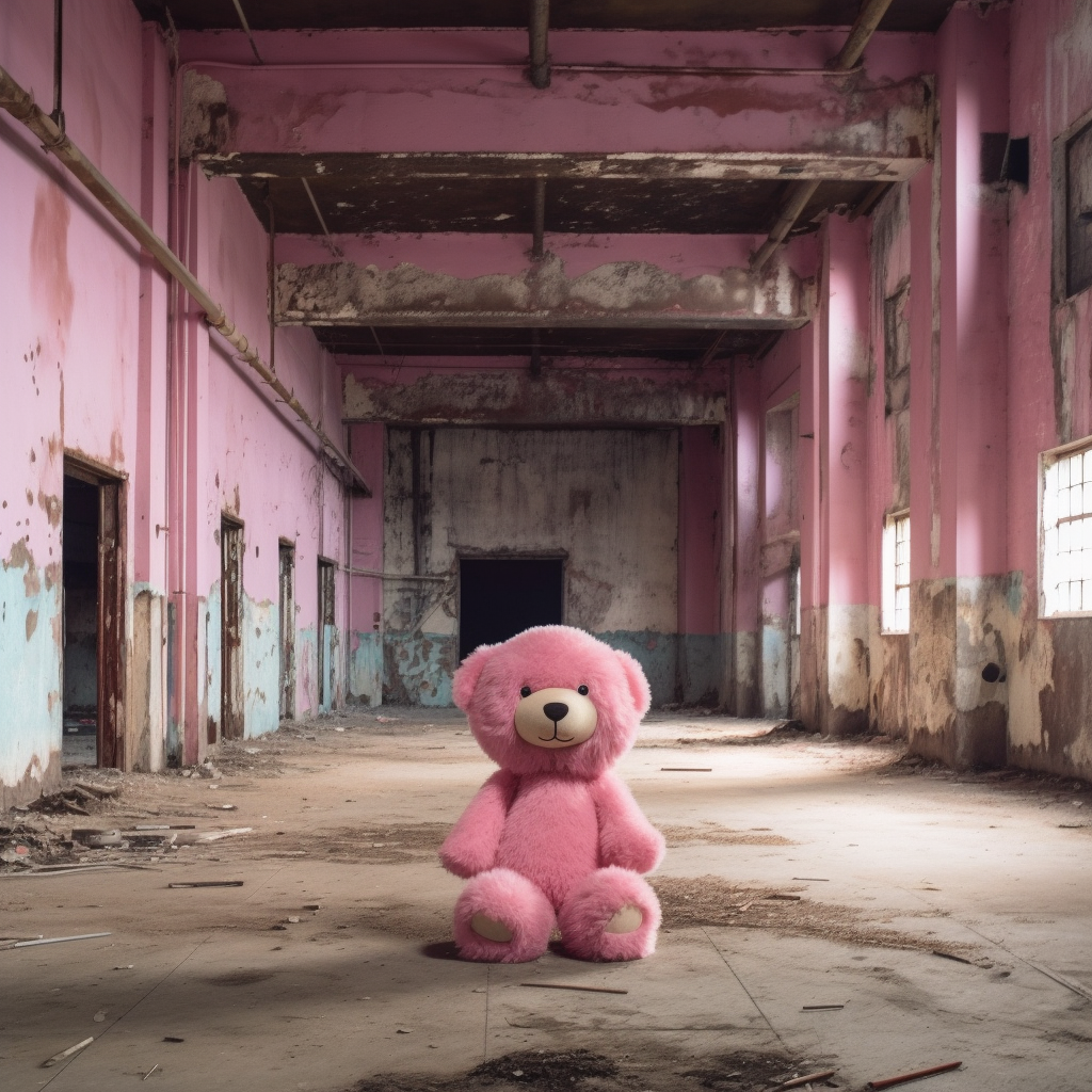 Resurgence of Furry Pink Nostalgia in Derelict Architectures