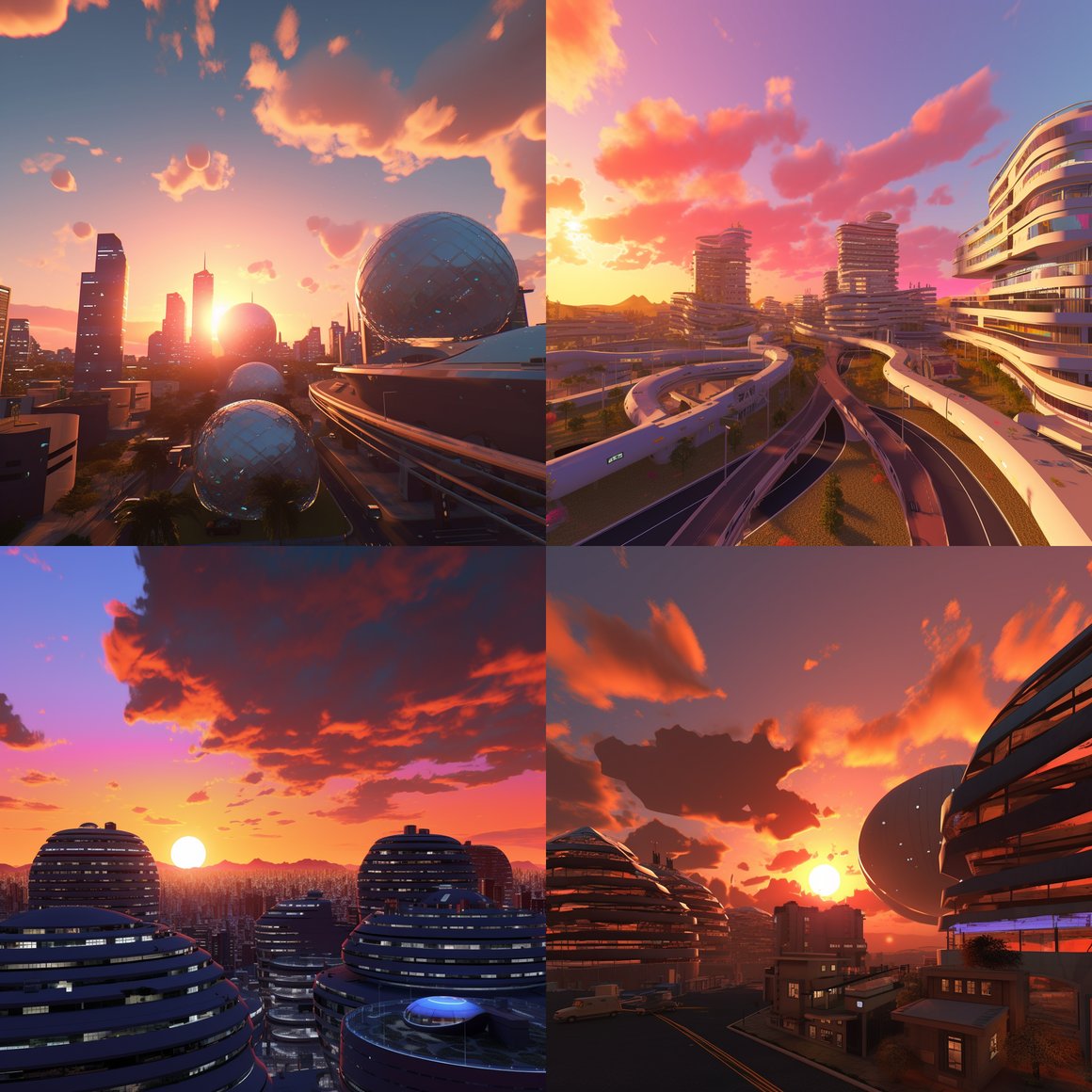 Sundown at Niemeyer's Futuristic Neon Cityscape