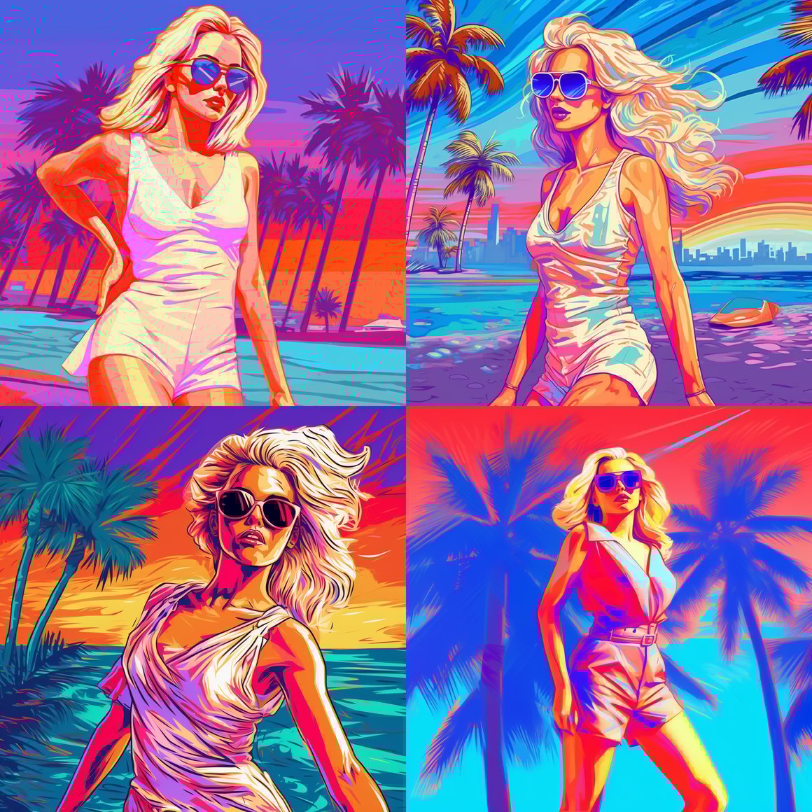 Neon Retro Beach: A Synthwave Odyssey