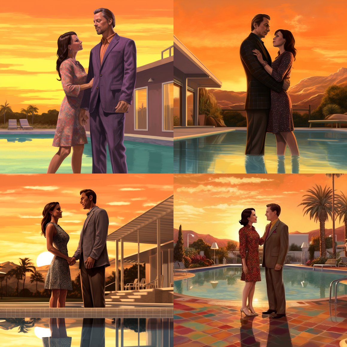 Sundown Dip: A Midlife Couple's Poolside Serenity