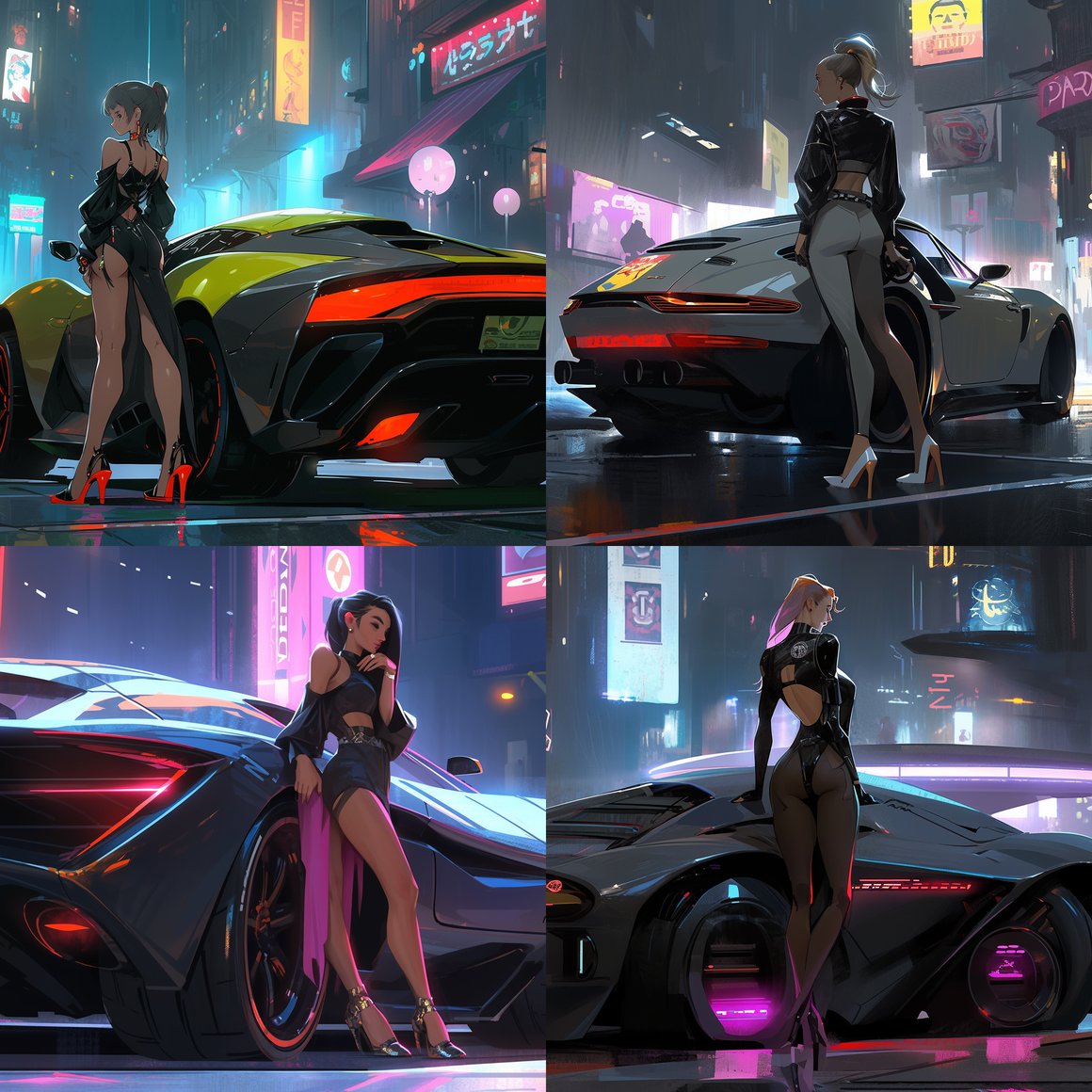 Neon Nightscape: A Futuristic Encounter