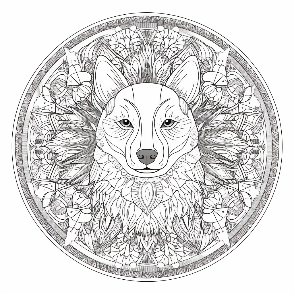 HD Clean Mandala Corgi Line Art - Coloring Page for Adults v5