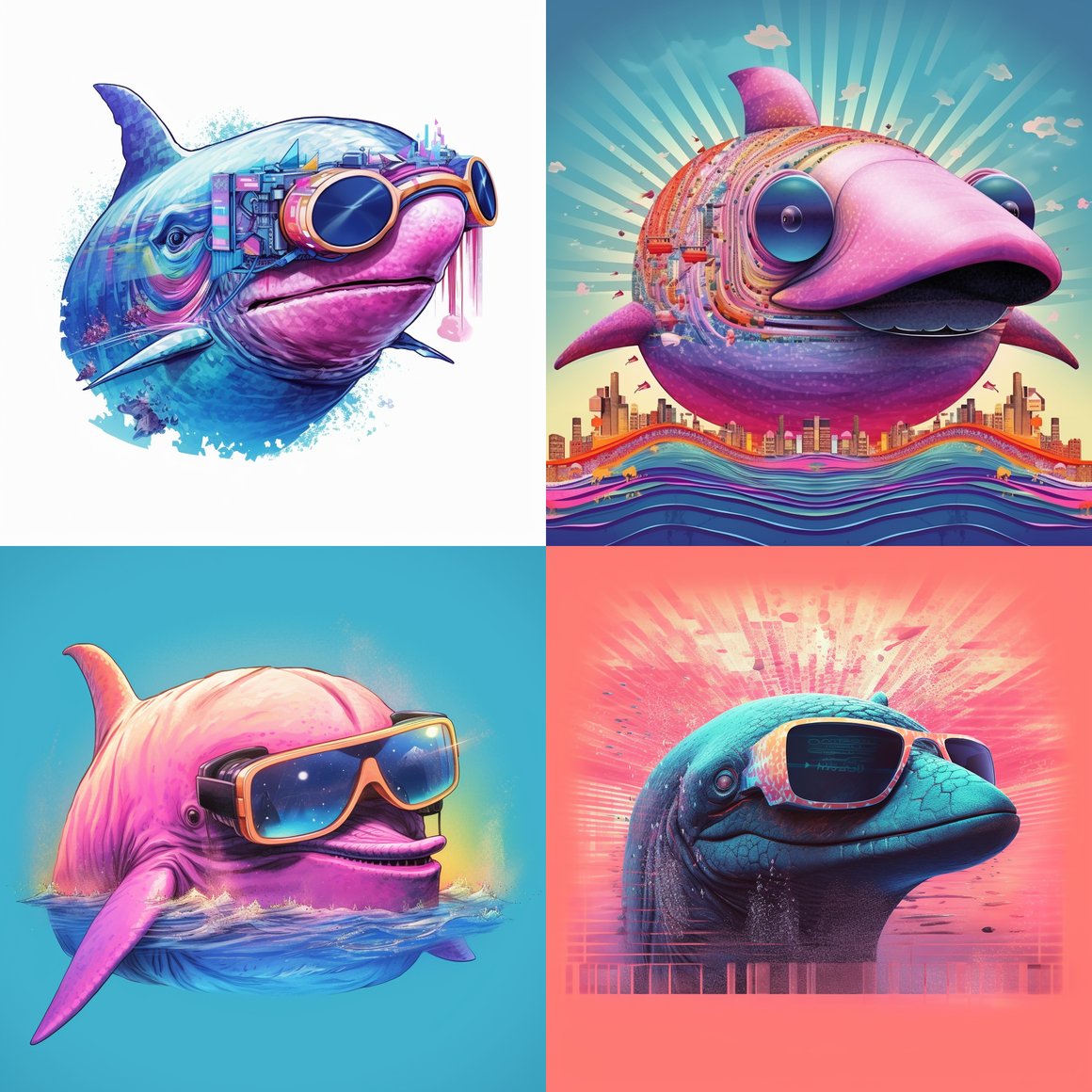 Retro Voyage: Futuristic Cyber Whale Adventure