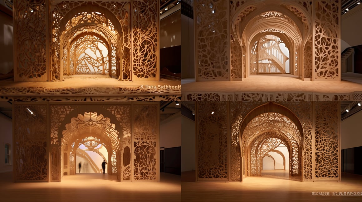 Mid-Way Through A Baroque Lasercut Plywood Installation