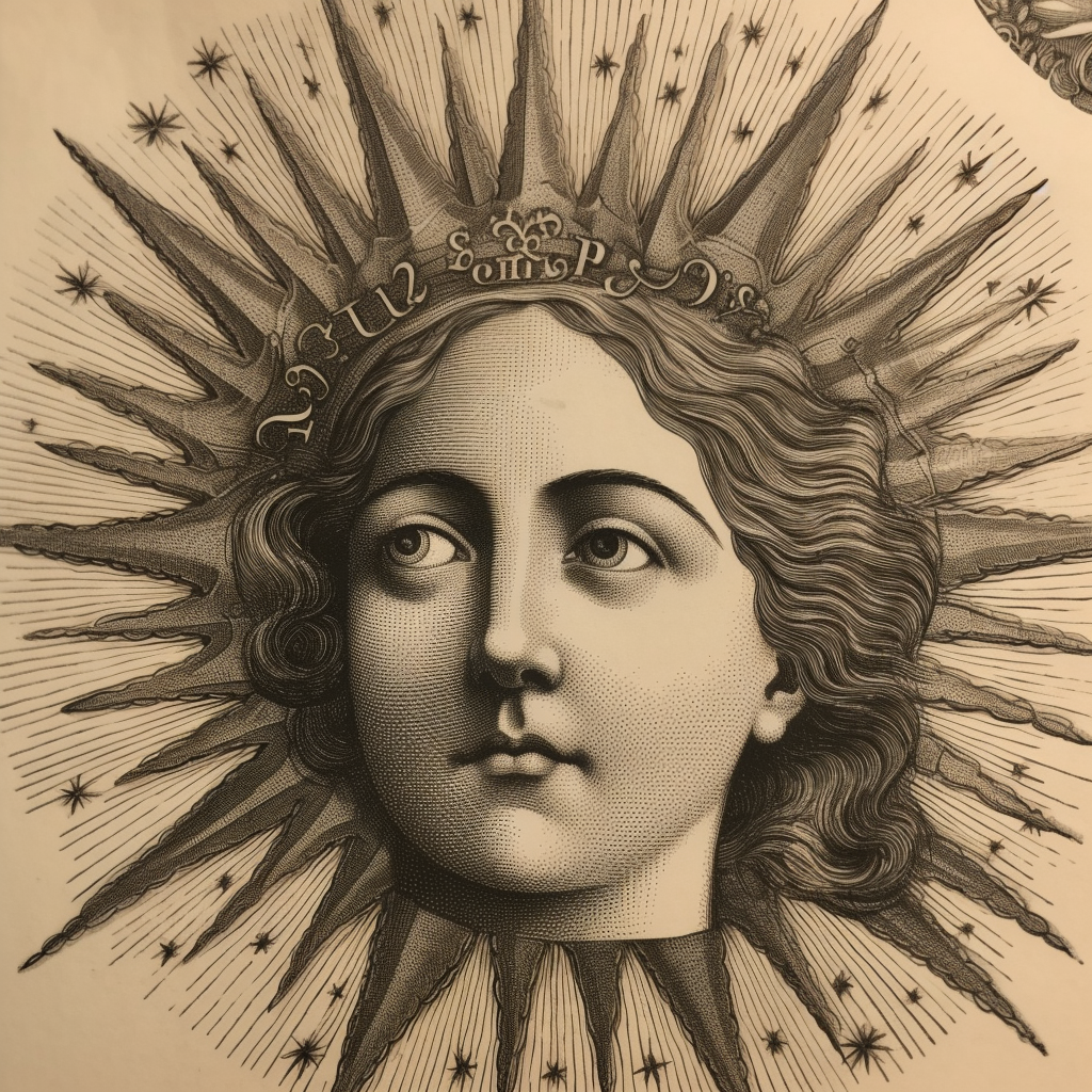 Mid-Voyage Gaze: A Victorian Sun Illustration