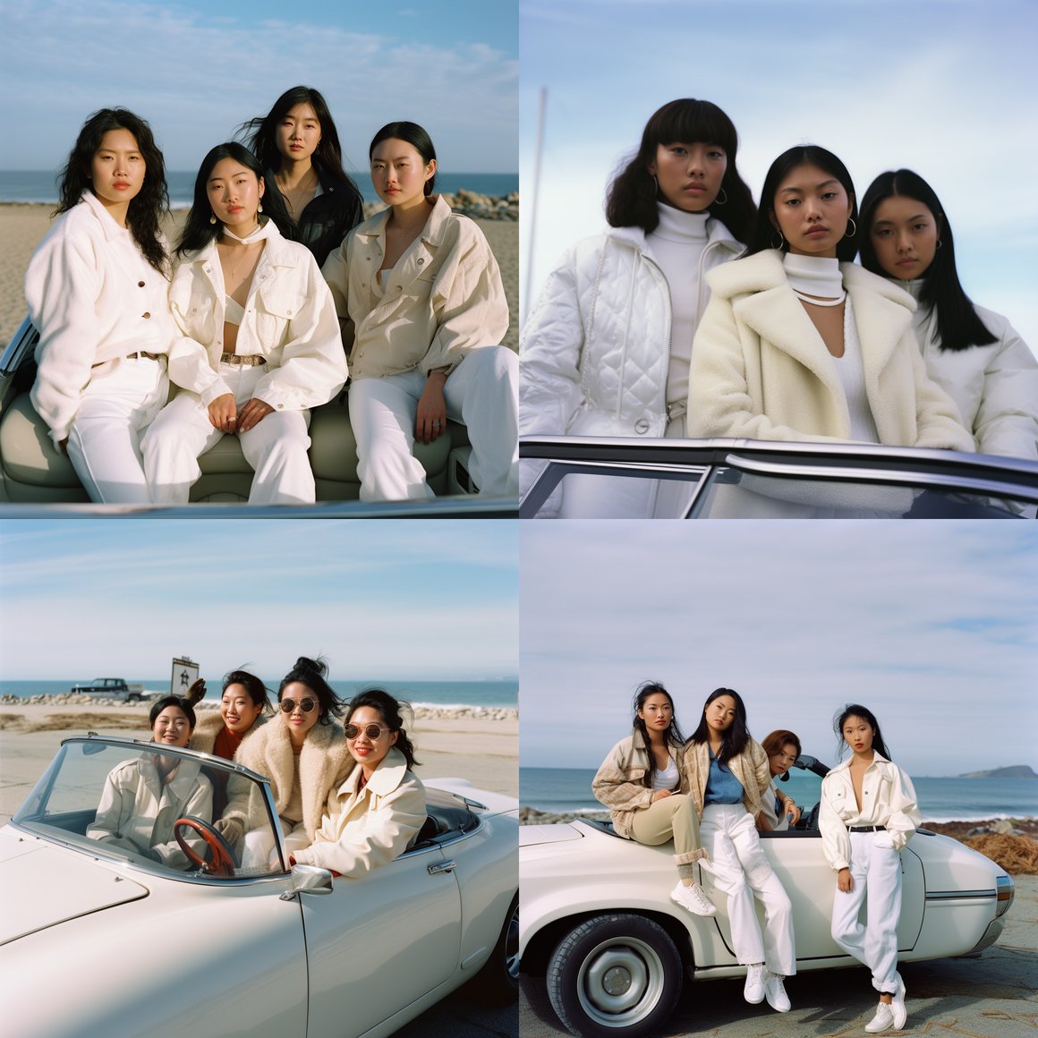 Sun-kissed Road Trip: A Multicultural Bond in White Jackets