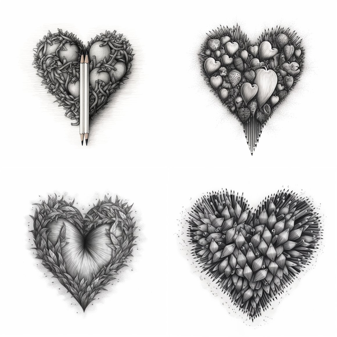 Hand Drawn Pencil Heart Illustrations