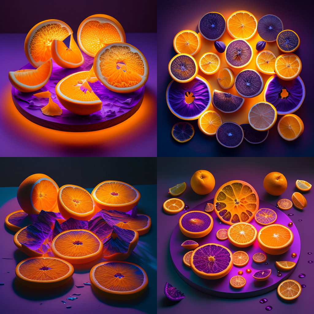 Neon Illuminated Citrus: An Oranges' Journey Photography
