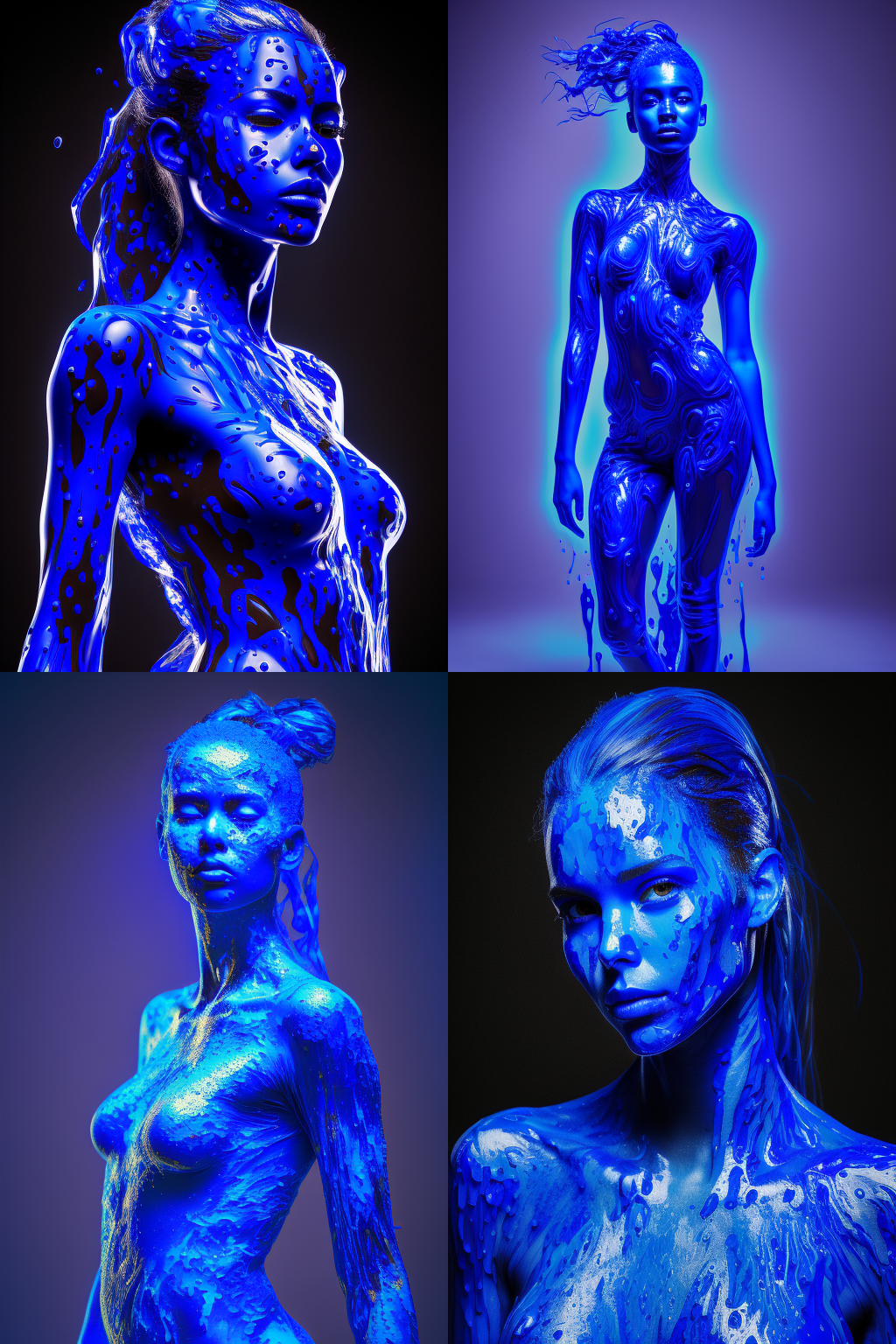 Artistic Blue Painted Lady in Realistic Photography