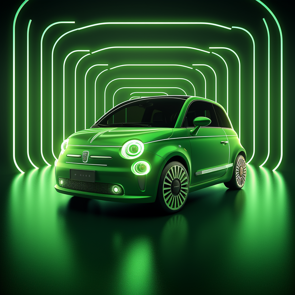 Designing Visual Schematic for 2023 Green Mint Fiat 500 Electric Competition