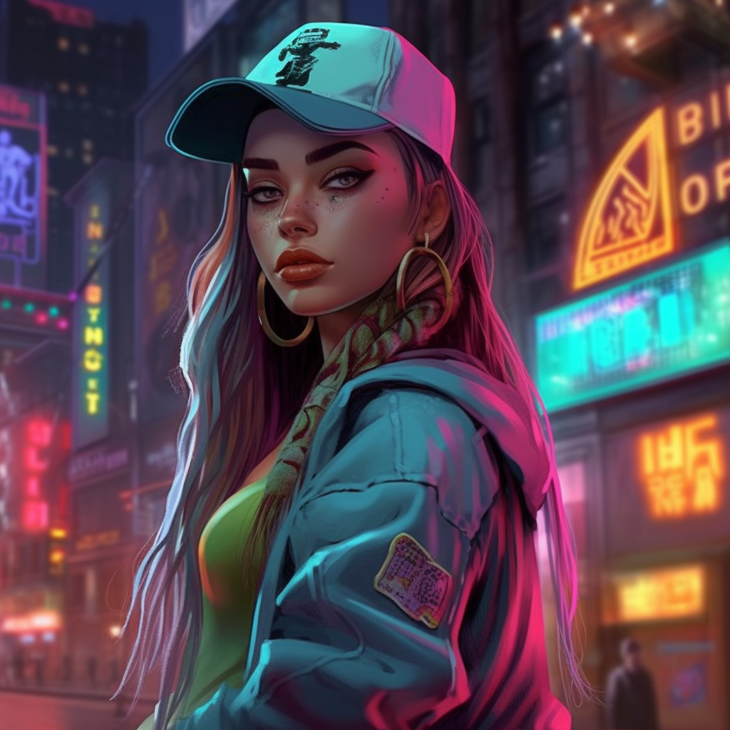 Neon Nights: Cyberpunk Goddess in Futuristic New York City