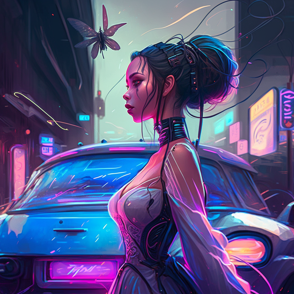 Neo-futuristic Voyage: A Mid-Journey Cyberpunk Enchantment