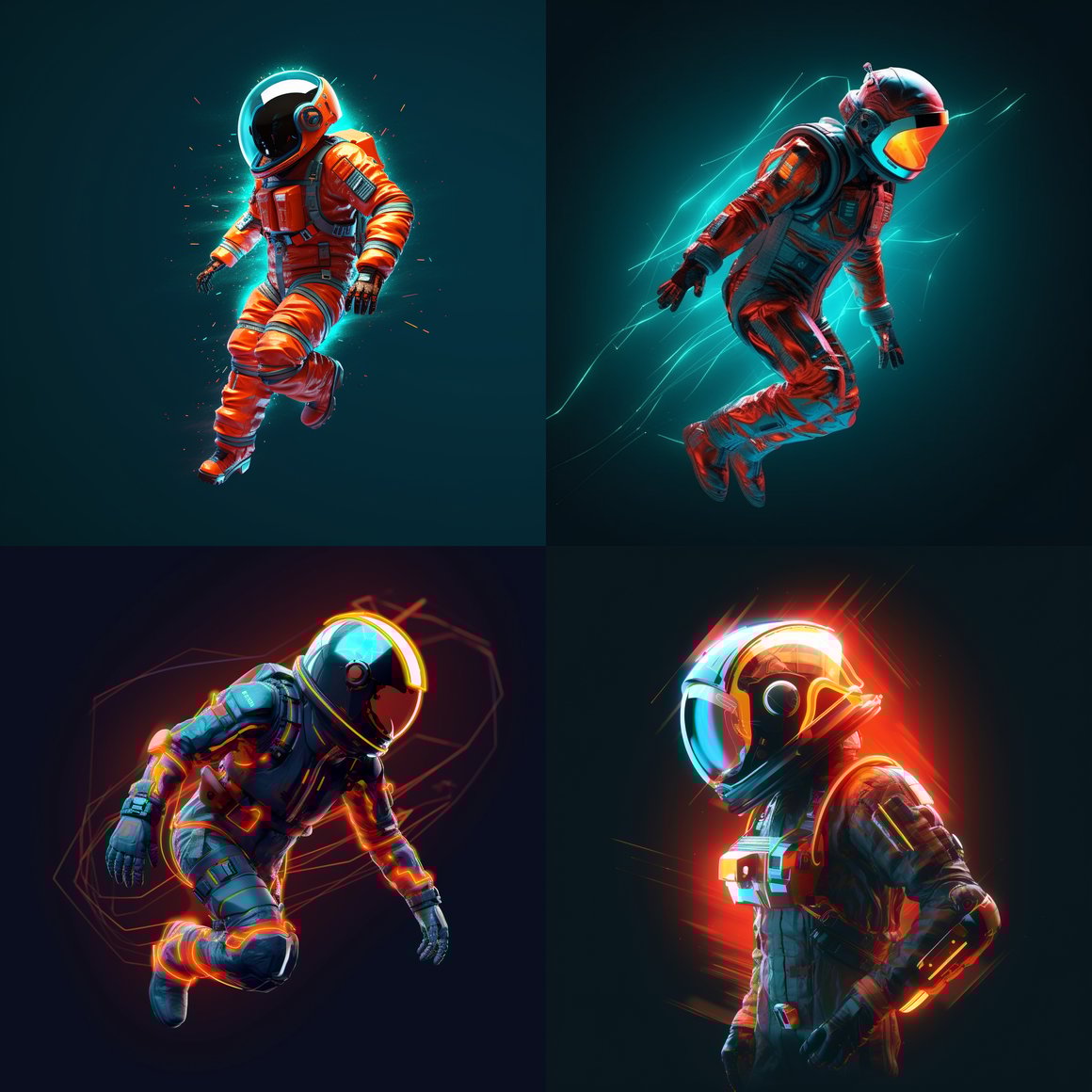 Astronaut's Mid-Journey in Red and Cyan 3D Render