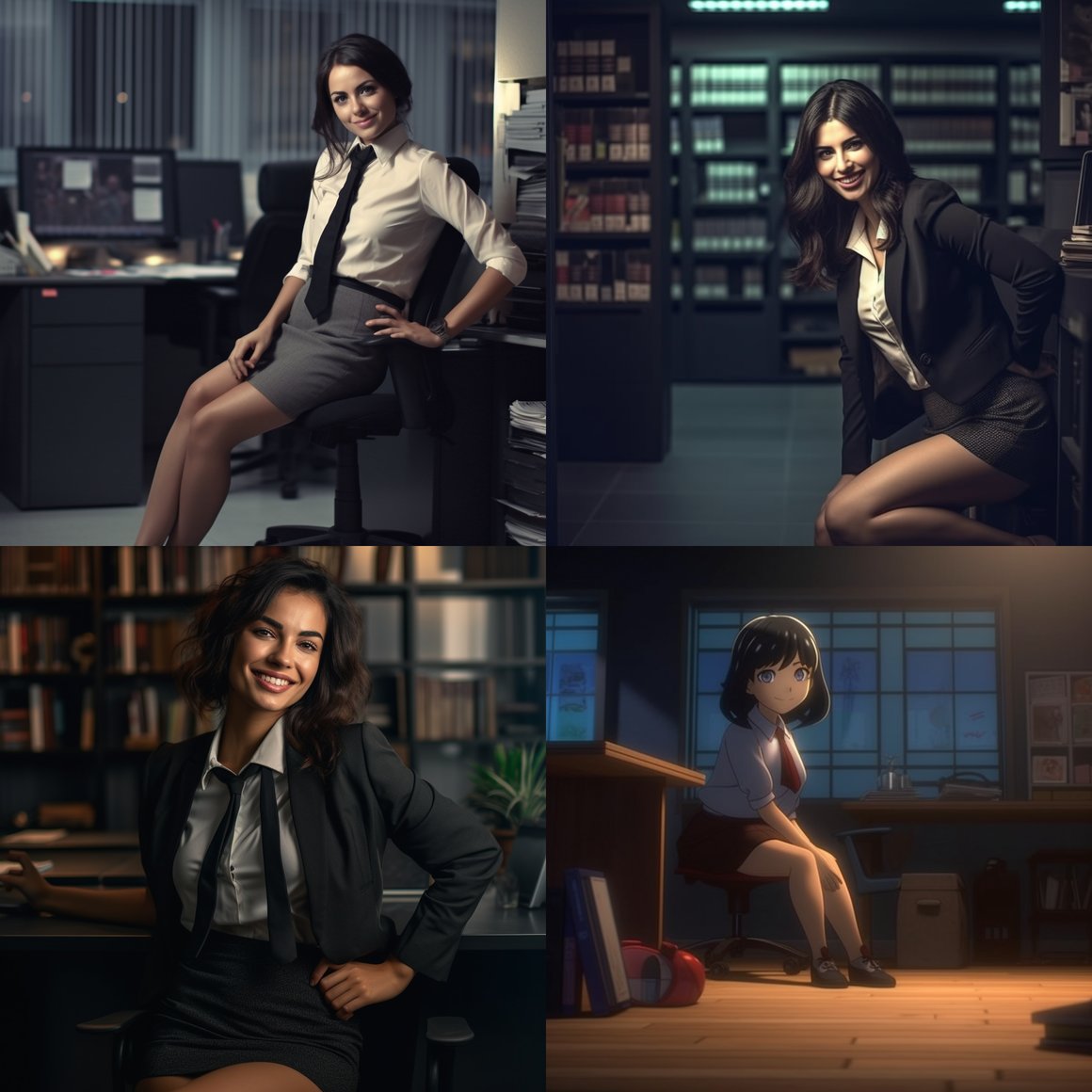Midnight Break: Professional Office Lady in Stylish Outfit