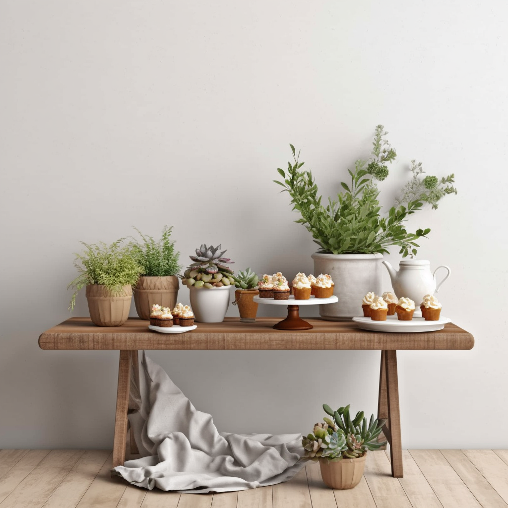 Rustic Dessert Table Arrangement in a Modern Farmhouse Style