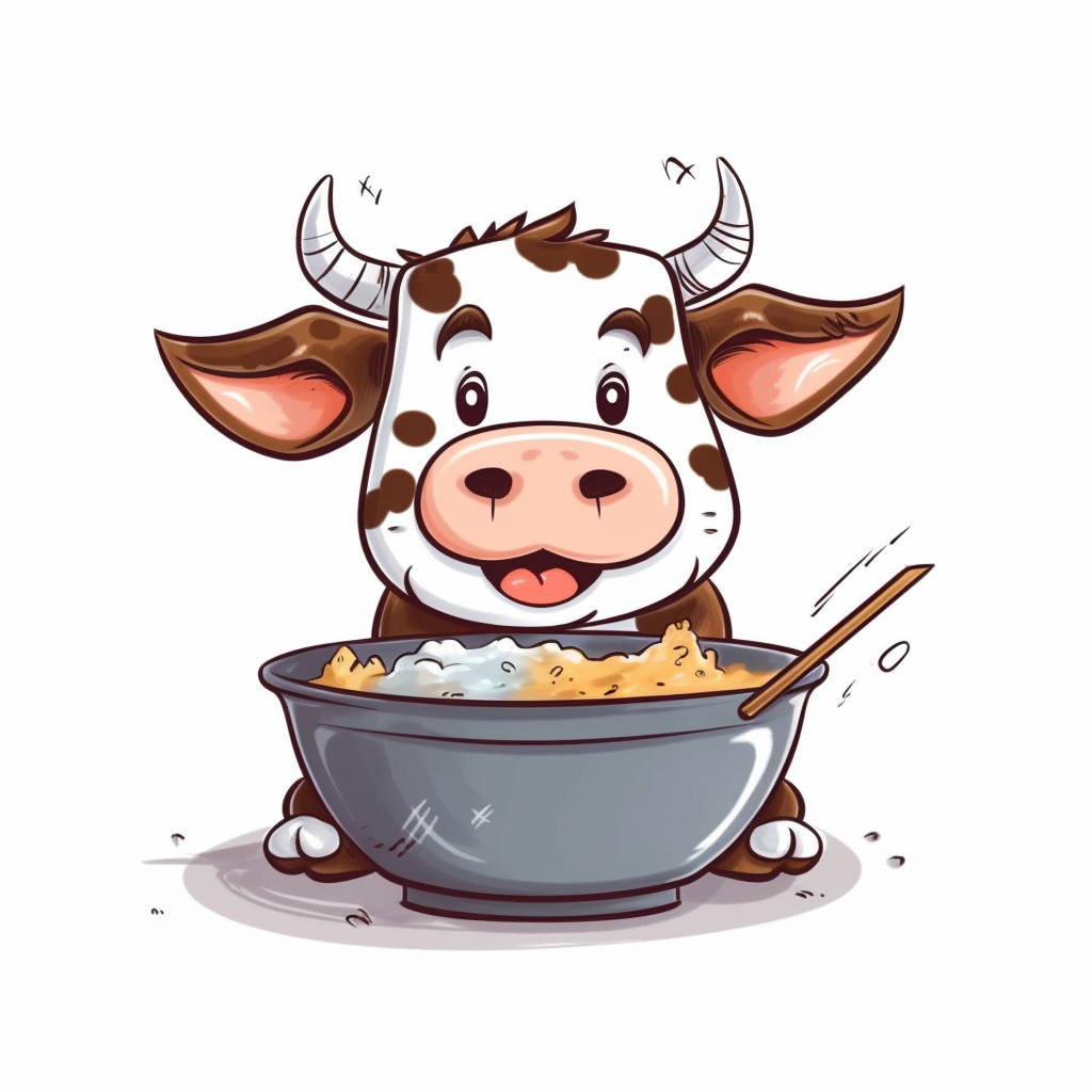 Happy Cow Enjoying Beef Noodle Soup