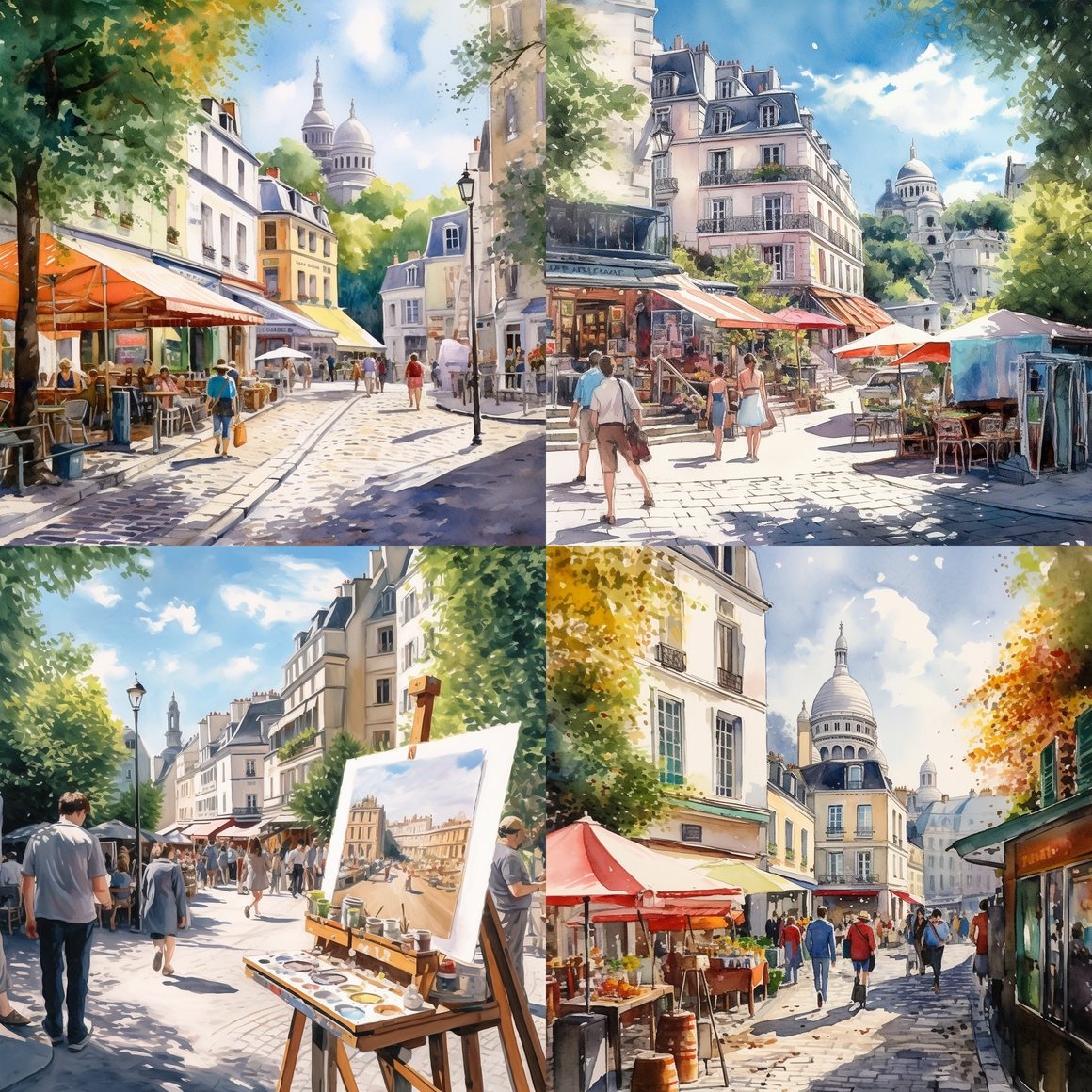 Artistic Afternoon in Montmartre: A Watercolor Journey