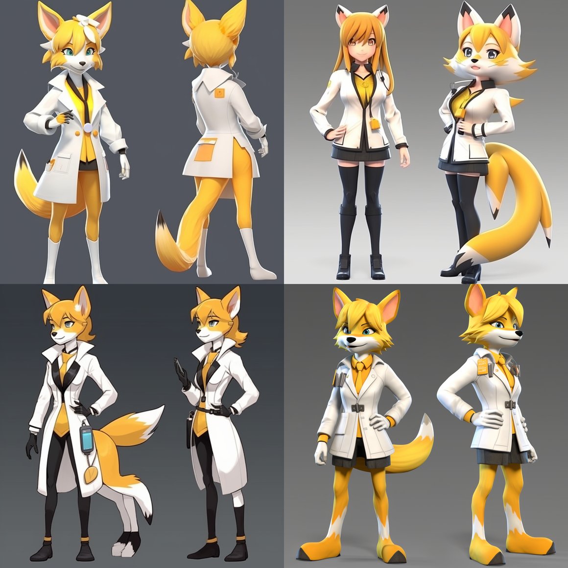 Anime Style Anthropomorphic Fox Scientist Character Design