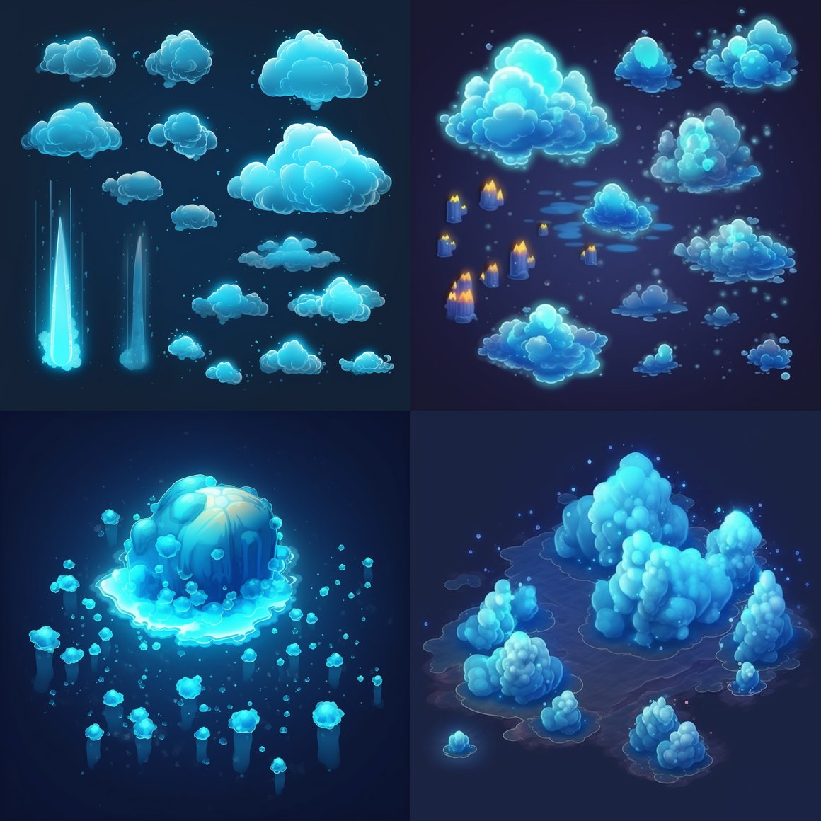 Neon Blue Star Isometric Game Asset Implementation