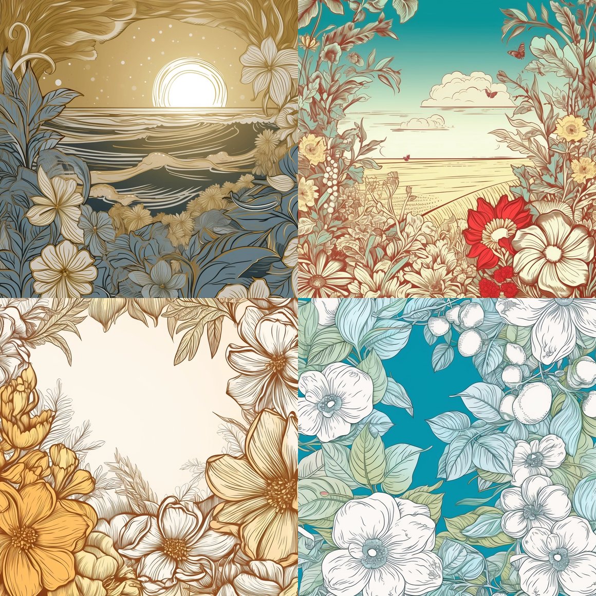 Summer Lovin' Wedding Invitation Line Art Background