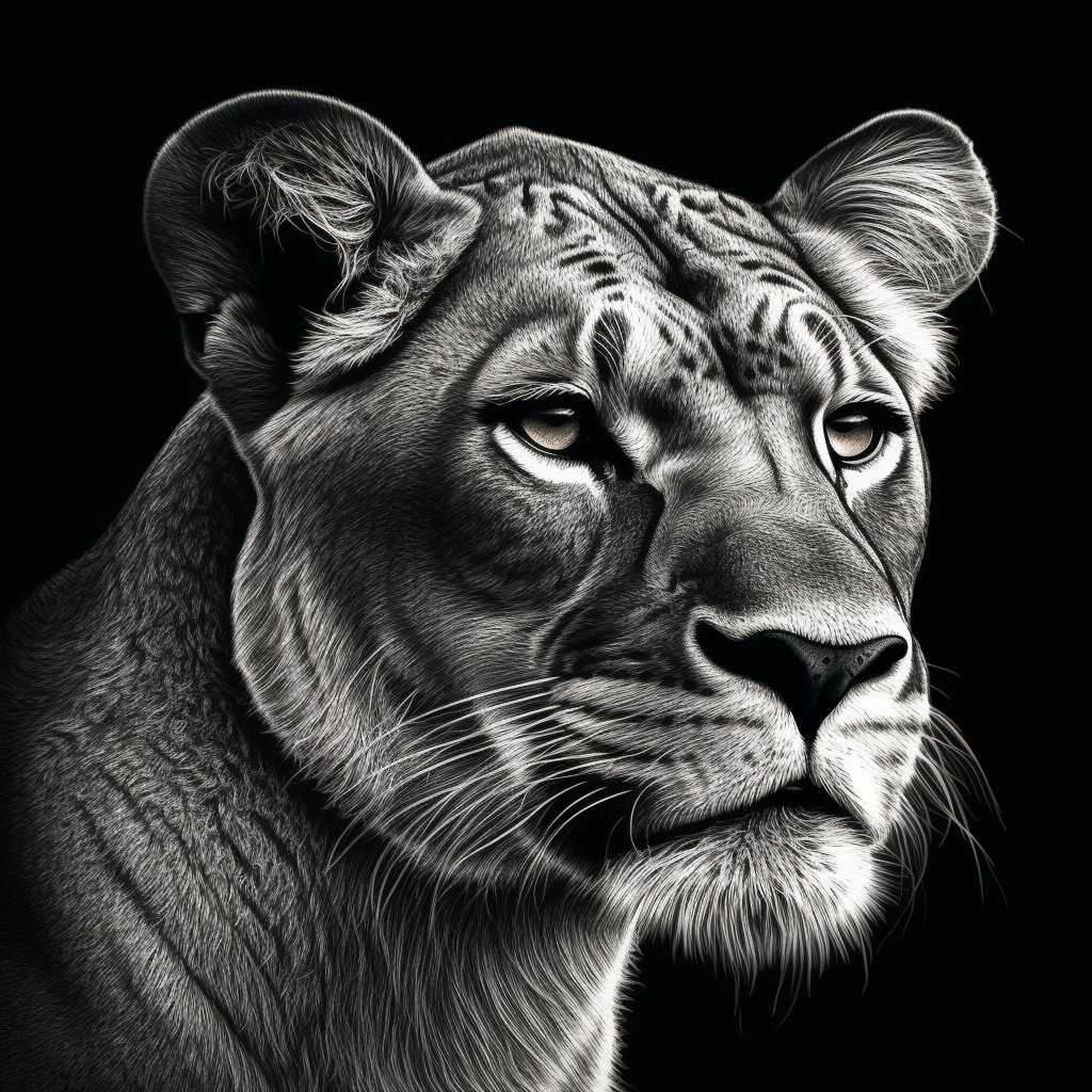 Detailed Lioness Illustration Progress - Stage 5, Review 2