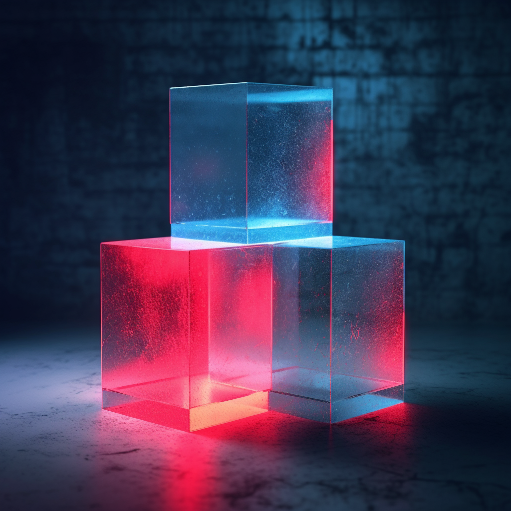 Neon Geometry: Staggered Cubes in a Futuristic Voyage
