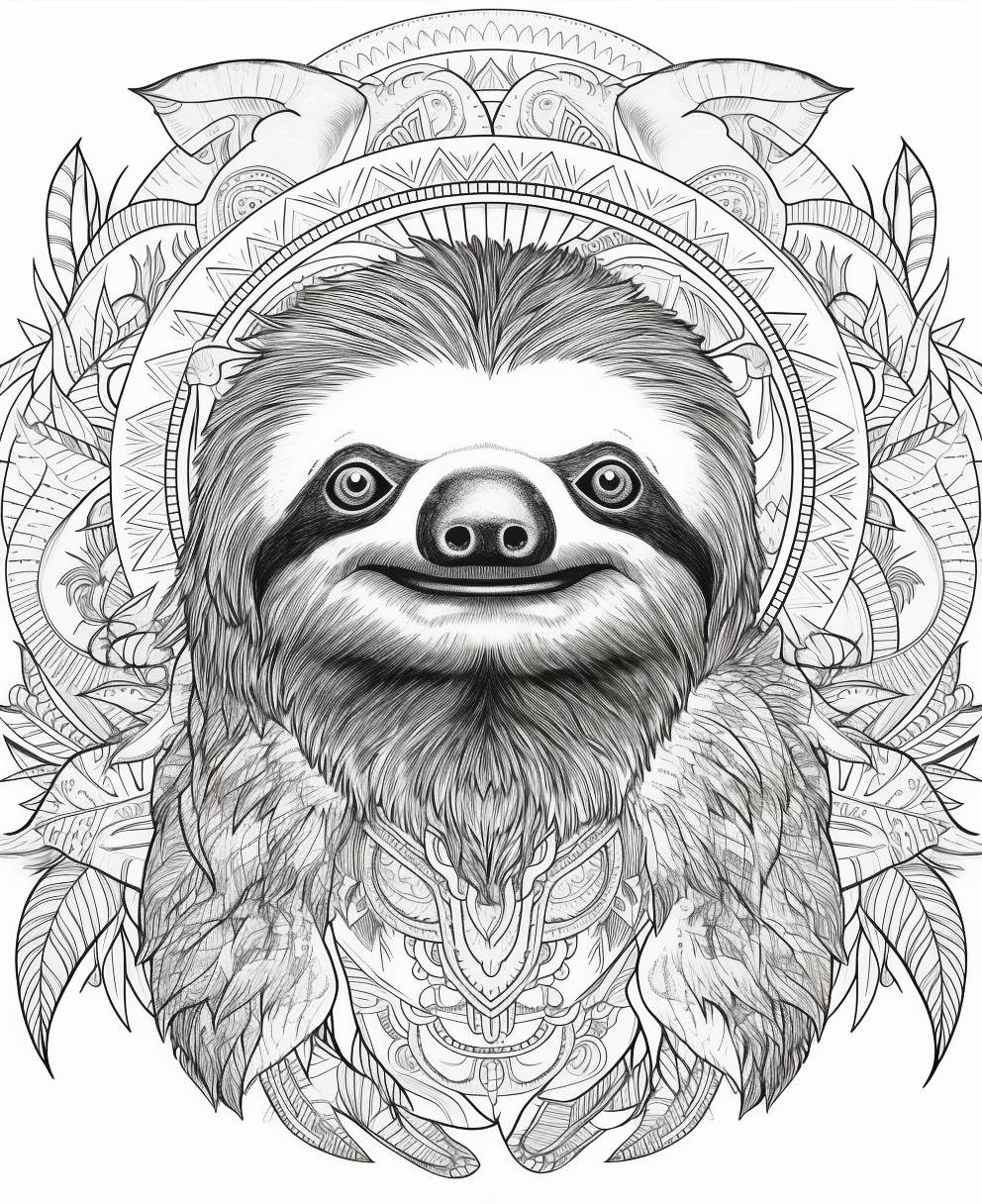 Mid-Travel Sloth Mandala Coloring Break