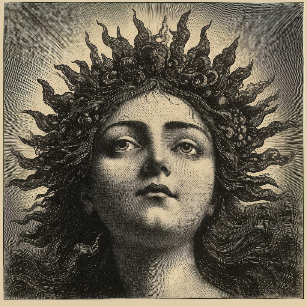Mid-Voyage Gaze: A Victorian Sun Illustration