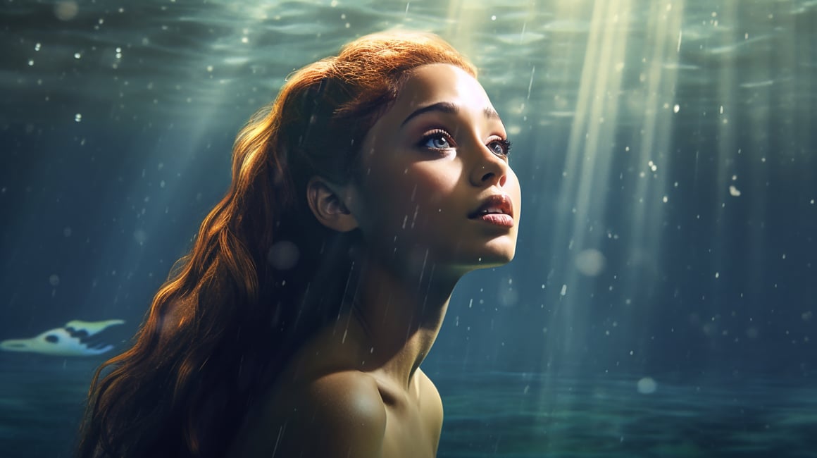 Ariana Grande's Mid-Journey Mermaid Transformation in Ultra-Realistic 8K Cinematic Detail