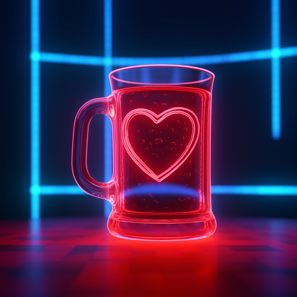 Neon Love for Brews: A Mid-Journey 3D Render