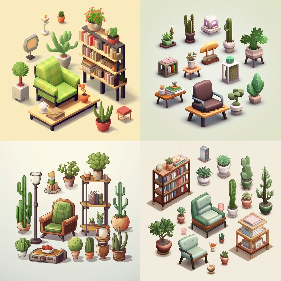 Neko Atsume-Inspired Home Furniture and Houseplants Illustration Collection v5.1 - No Cats