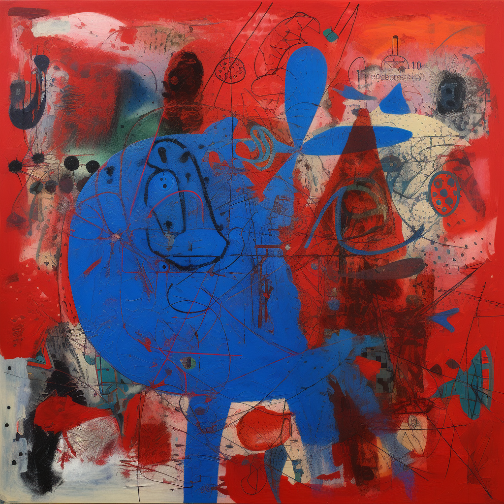 Artistic Fusion: Red Photos meets Blue Paintings
