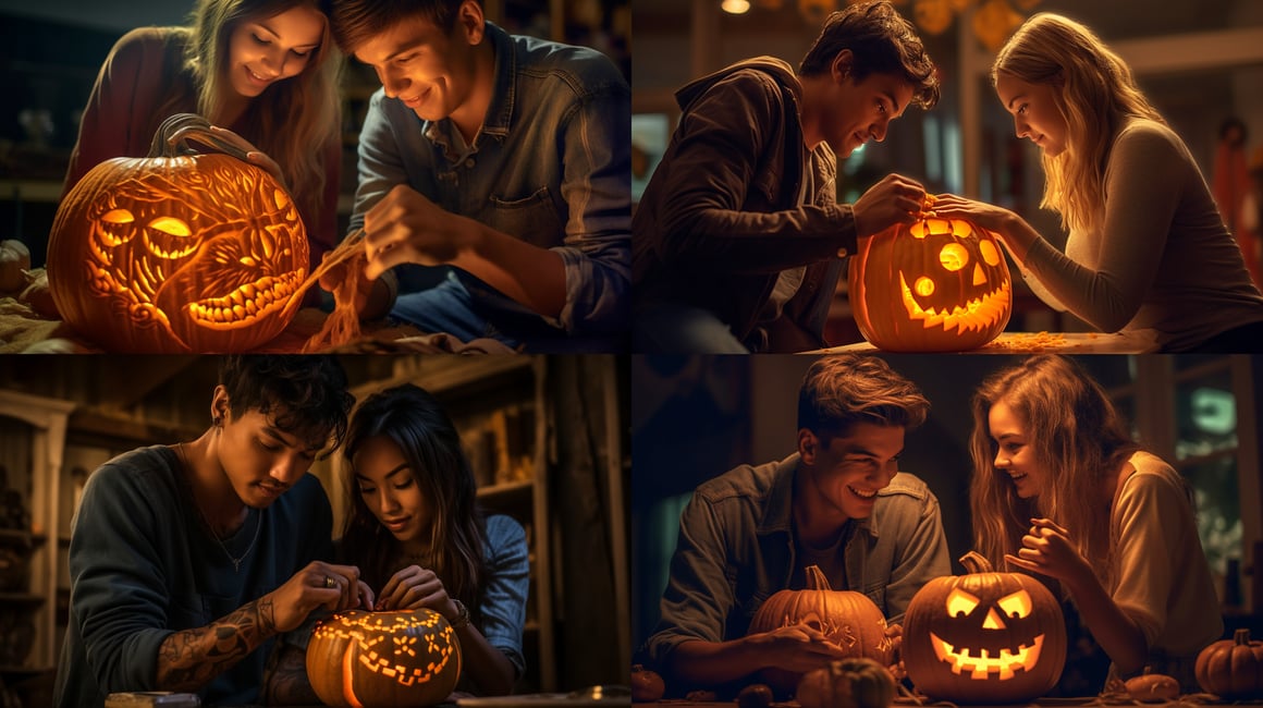 Halloween Pumpkin Carving Romance
