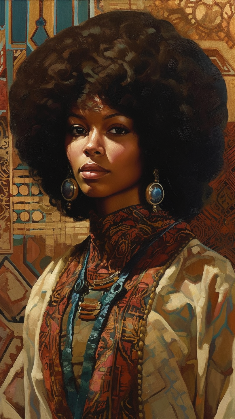Retro Afro-Queen in Leyendecker Style