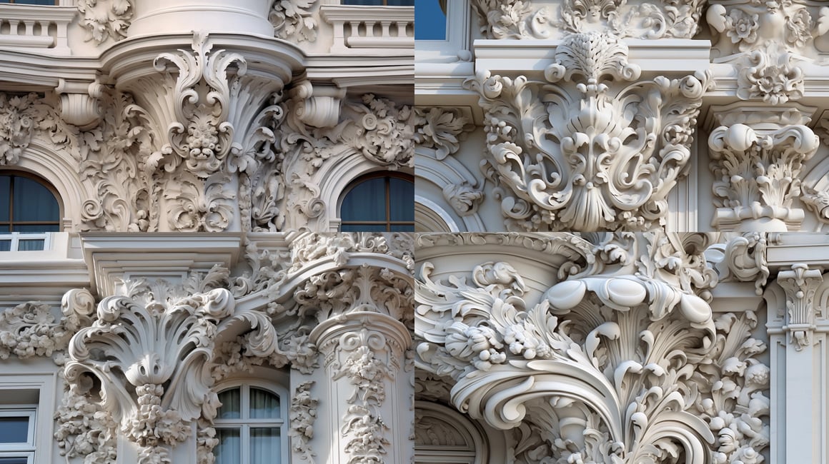 Detail Study of a Neo-Baroque Asymmetrical Architectural Feature at Mid-Journey