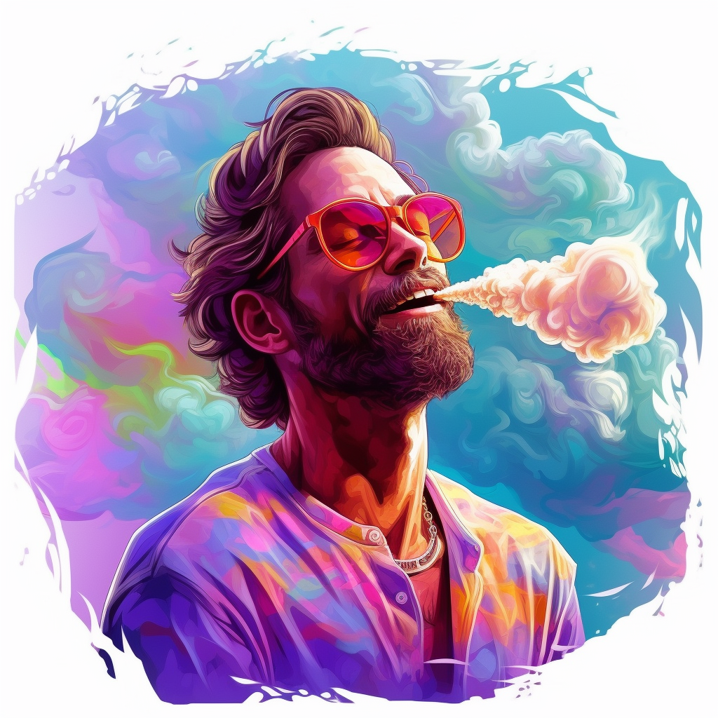 Neon Serenity: The Joyful Man Amidst The Clouds