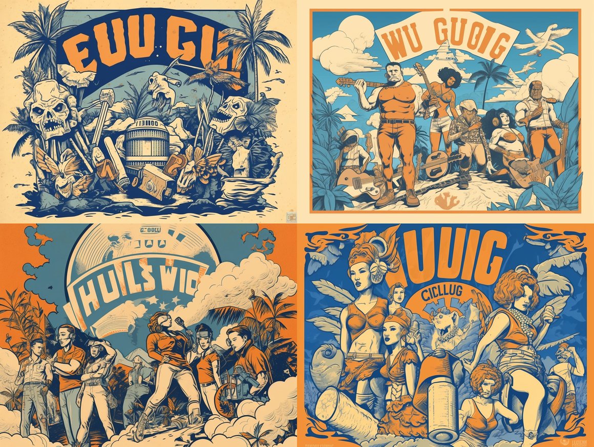 Hawaiian Wild Club Retro Cartoon Journey Poster