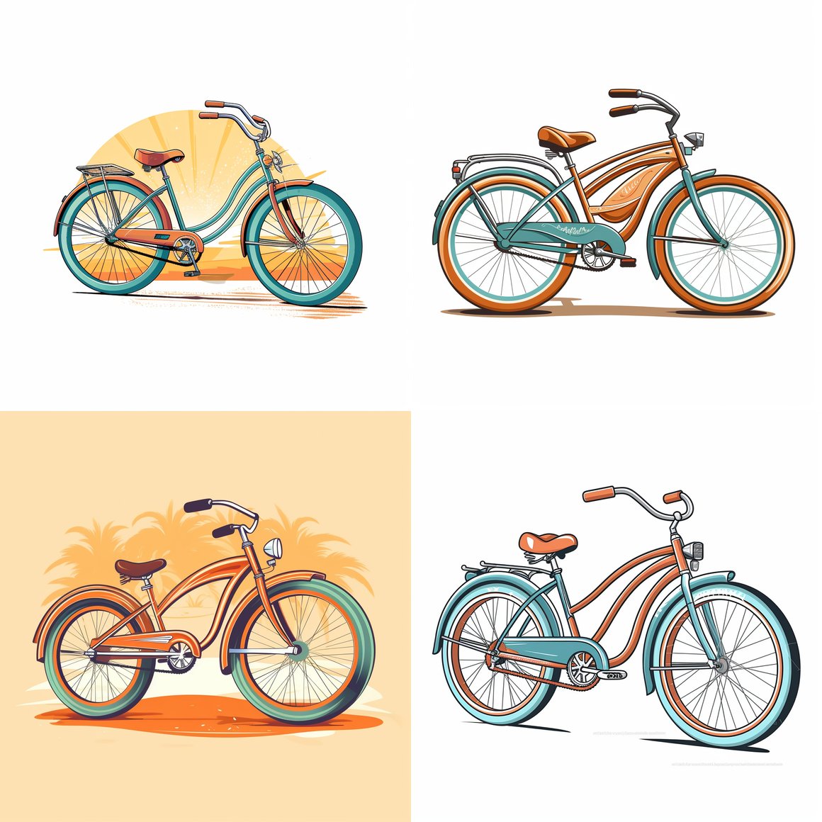 Retro Beach Cruiser Bike Vector Logo Art