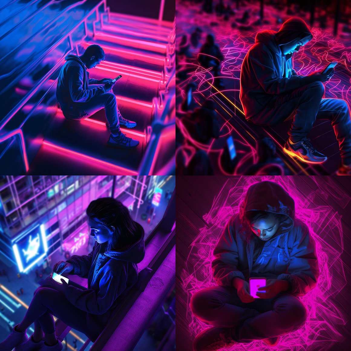Neon Glow: A Mid-Journey Digital Encounter in HD