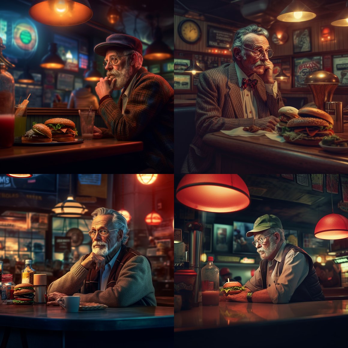 Revisiting Yesteryears: An Old Man's Gaze at a Retro Diner