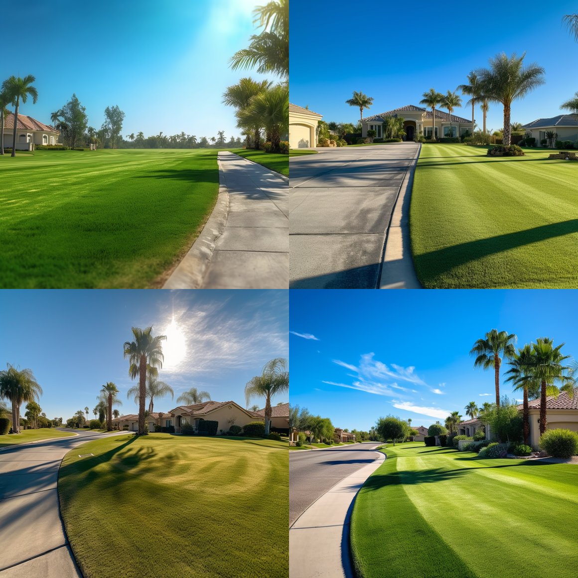 Suburban Golf Course Tranquility: Midday Journey View
