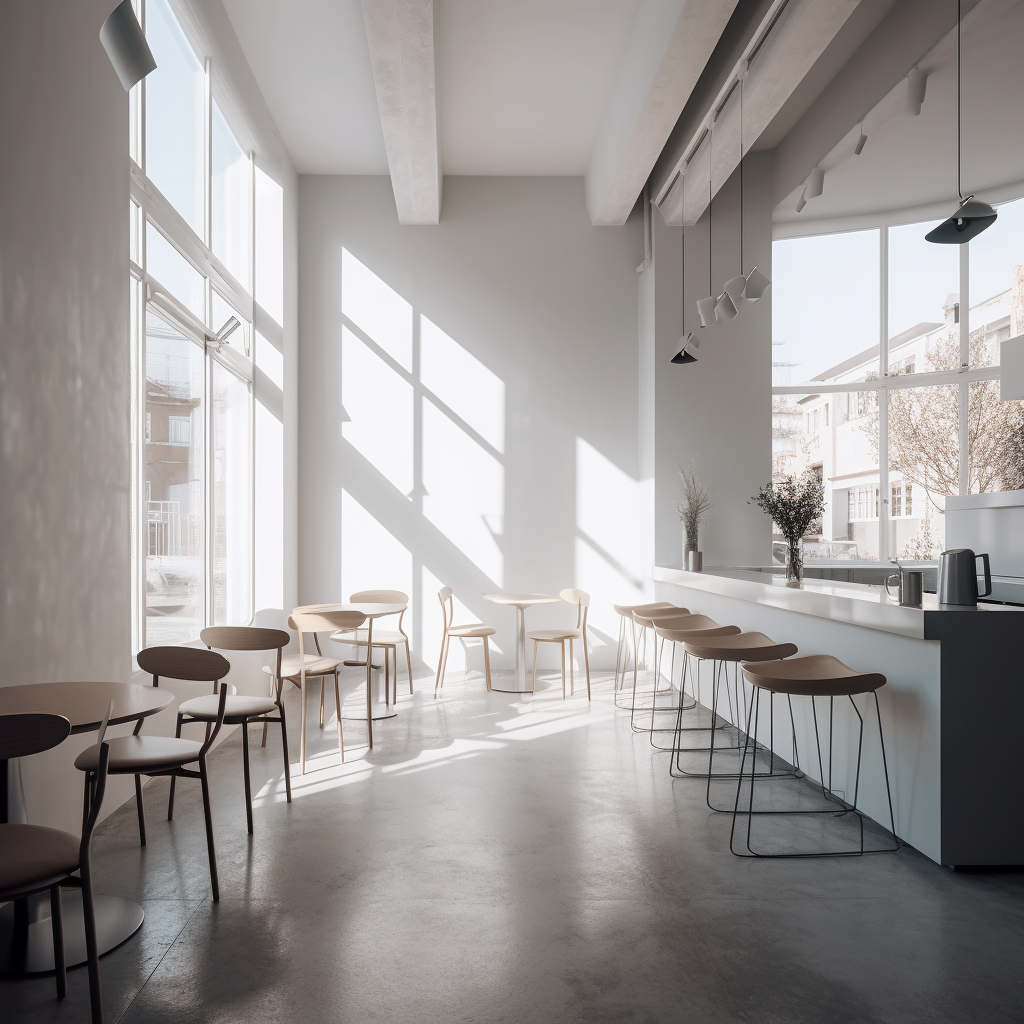 A Mid-Journey Pause at a Minimalist Cafe